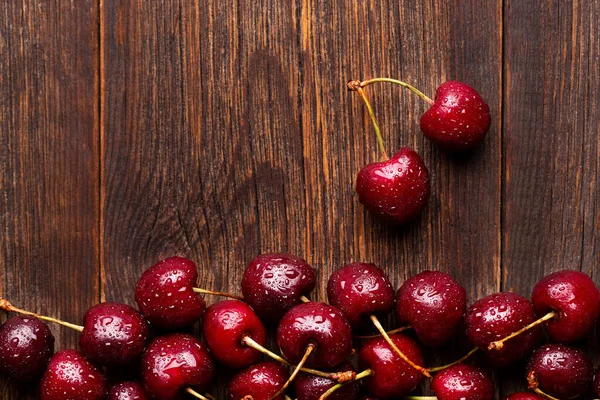 Ripe Berry Cherry Wooden Background Rustic Style — Fotografia de Stock