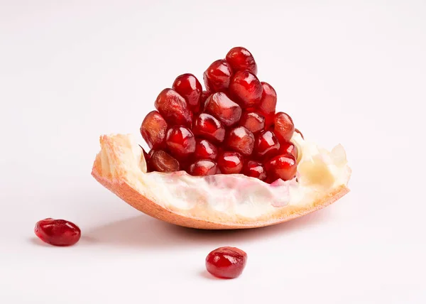 Slice Ripe Pomegranate White Background — стоковое фото