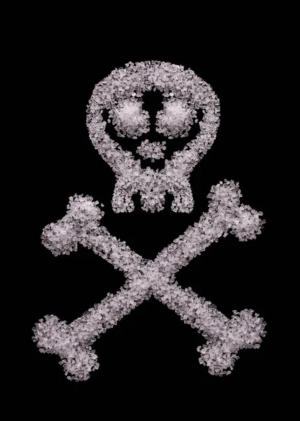 Skull Made Salt Crystals Black Background Stock Photo