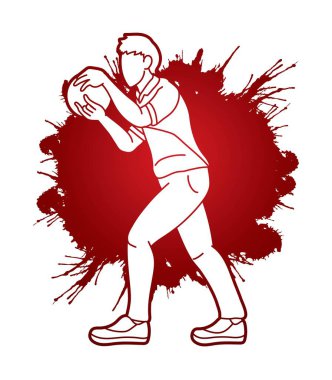 Erkek Oyuncu Bowling Bowling Bowlingçi Eylem Çizgi Filmi Grafik Vektörü