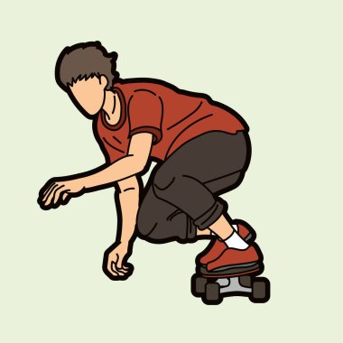 Kaykaycı Ekstrem Spor Eylemi Çizgi Filmi Grafik Vektörü Oynuyor