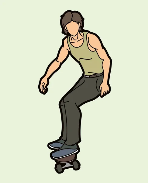 Skateboarder Playing Skateboard Extreme Sport Action Graphic Vector — стоковый вектор