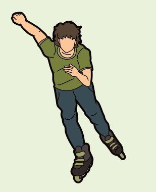 Patenli Paten Oynatıcı Ekstrem Spor Çizgi Filmi Çizgi Filmi Vektörü