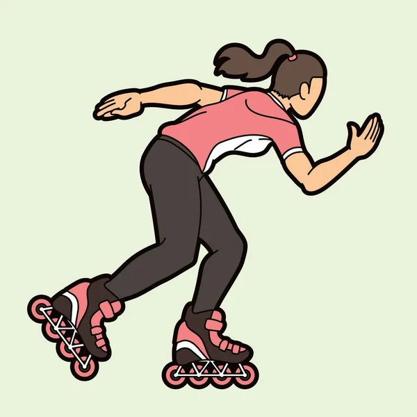 Patinadora Patinadora Jugadora Extreme Sport Cartoon Vector Gráfico — Vector de stock