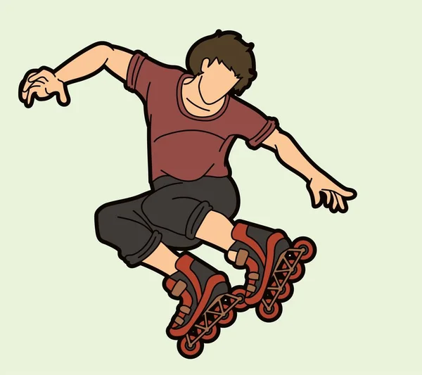 Rolschaatser Extreme Sport Cartoon Graphic Vector — Stockvector