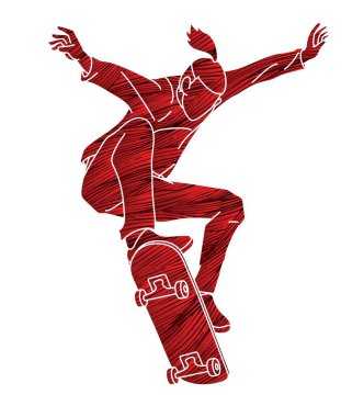 Kaykaycı Ekstrem Spor Kaykaycısı Çizgi Film Çizgi Filmi Grafik Vektörü