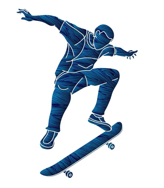 Skateboard Player Extreme Sport Skateboarder Acción Dibujos Animados Vector Gráfico — Vector de stock