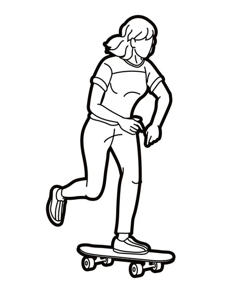 Skateboard Player Extreme Sport Skateboder Action Cartoon Graphic Vector — 스톡 벡터