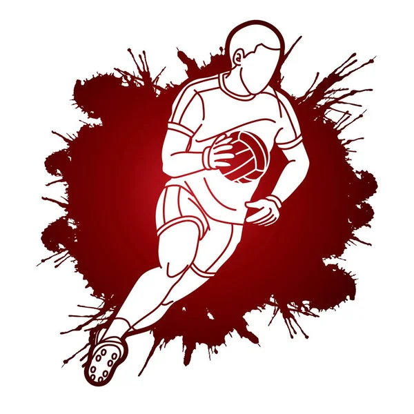 Gaelic Football Player Action Cartoon Sport Graphic Vector — Stockový vektor