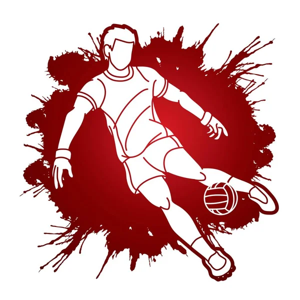 Gaélico Fútbol Jugador Acción Dibujos Animados Deporte Gráfico Vector — Archivo Imágenes Vectoriales