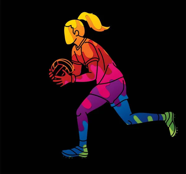Gaelicki Piłkarz Action Cartoon Sport Graphic Vector — Wektor stockowy