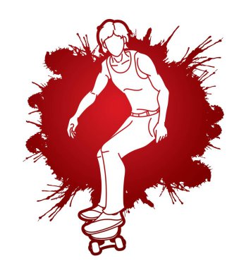 Kaykaycı Ekstrem Spor Kaykaycısı Çizgi Film Çizgi Filmi Grafik Vektörü