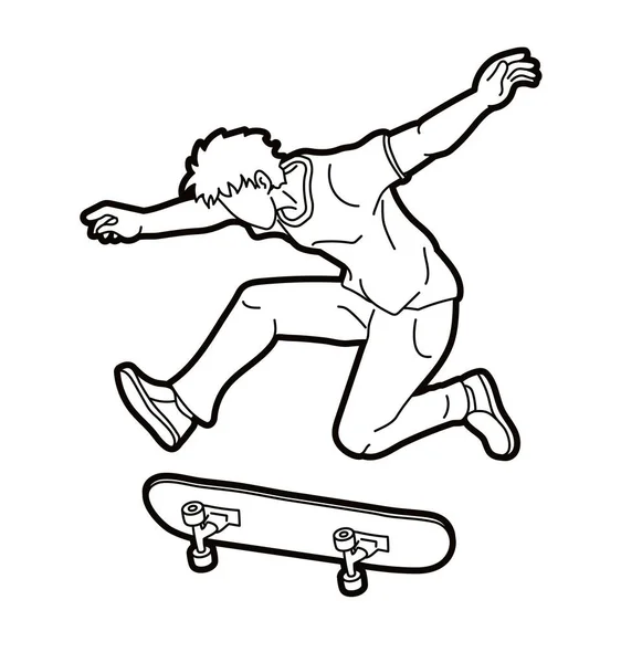 Skateboard Player Extreme Sport Skateboarder Δράση Cartoon Graphic Vector — Διανυσματικό Αρχείο