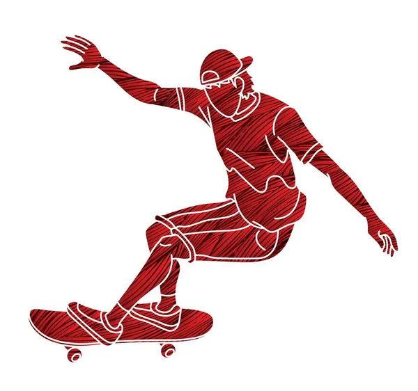 Skateboard Player Extreme Sport Skateboarder Ação Cartoon Vetor Gráfico —  Vetores de Stock
