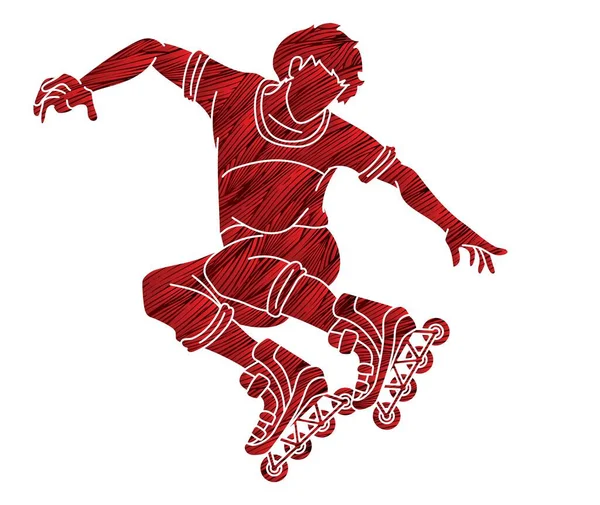 Roller Blade Player Extreme Sport Vector Gráfico Dibujos Animados — Archivo Imágenes Vectoriales