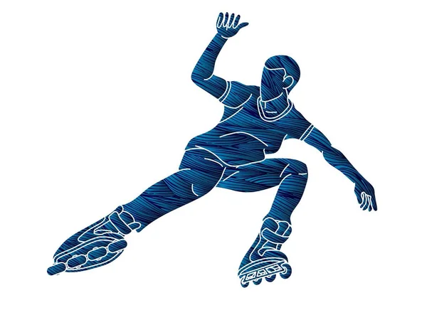 Roller Blade Player Extreme Sport Vector Gráfico Dibujos Animados — Archivo Imágenes Vectoriales