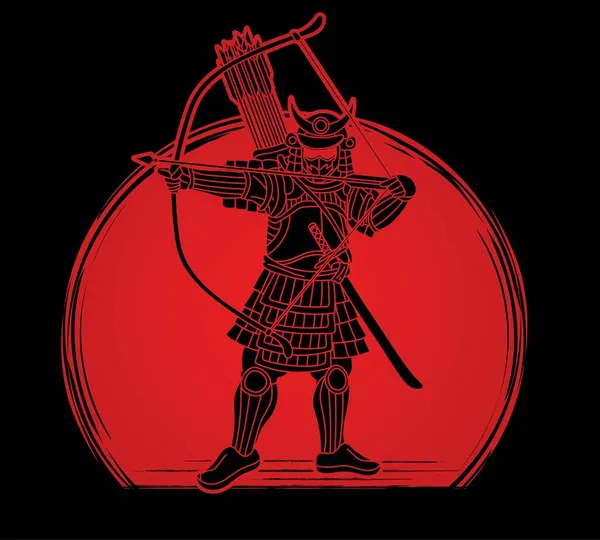 Samurai Warrior Ronin Armor Weapon Japanese Fighter Action Graphic Vector — стоковый вектор