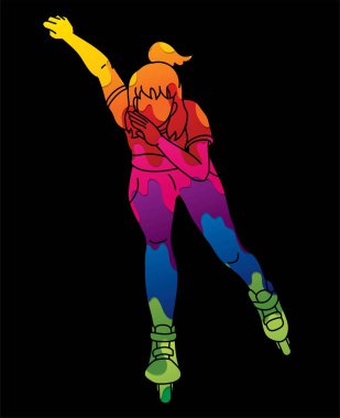 Patenli Oyuncu Ekstrem Spor Eylem Çizgi Filmi Grafik Vektörü