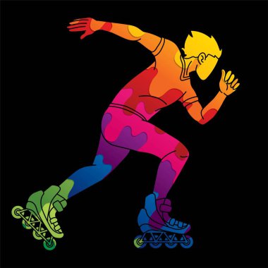 Patenli Oyuncu Ekstrem Spor Eylem Çizgi Filmi Grafik Vektörü