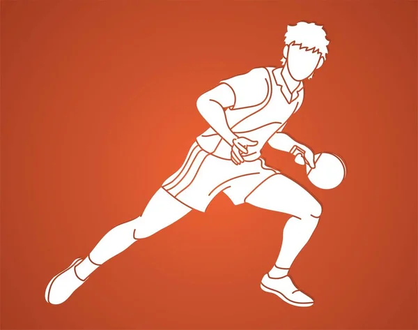 Ping Pong Jugador Tenis Mesa Acción Dibujos Animados Deporte Vector — Vector de stock
