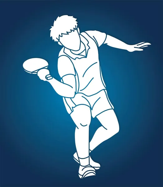 Ping Pong Eller Bordtennisspelare Action Cartoon Sport Grafisk Vektor — Stock vektor