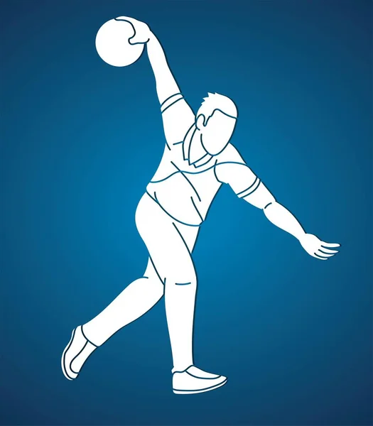 Bowling Player Bowler Action Cartoon Sport Graphic Vector — Stockvektor