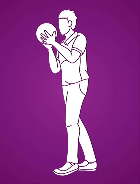 Bowling Player Bowler Action Cartoon Sport Graphic Vector — Wektor stockowy