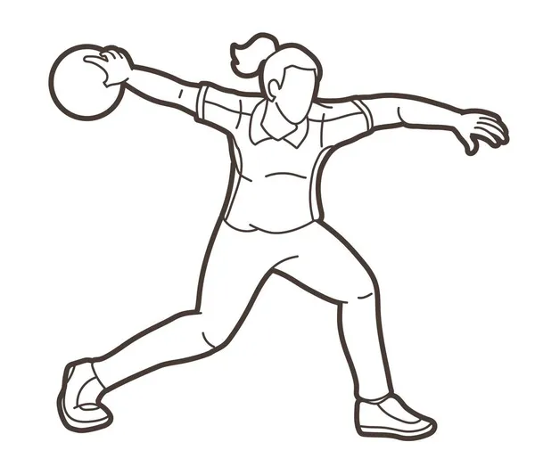 Bowling Joueur Bowler Action Cartoon Sport Graphic Vector — Image vectorielle