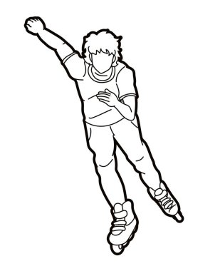 Patenli Oyuncu Ekstrem Spor Çizgi Filmi Grafik Vektörü