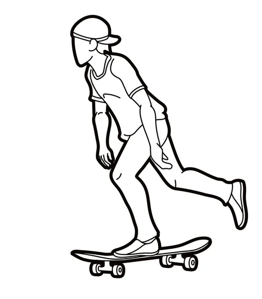 Skateboard Player Action Extrémní Sportovní Skateboardista Cartoon Graphic Vector — Stockový vektor