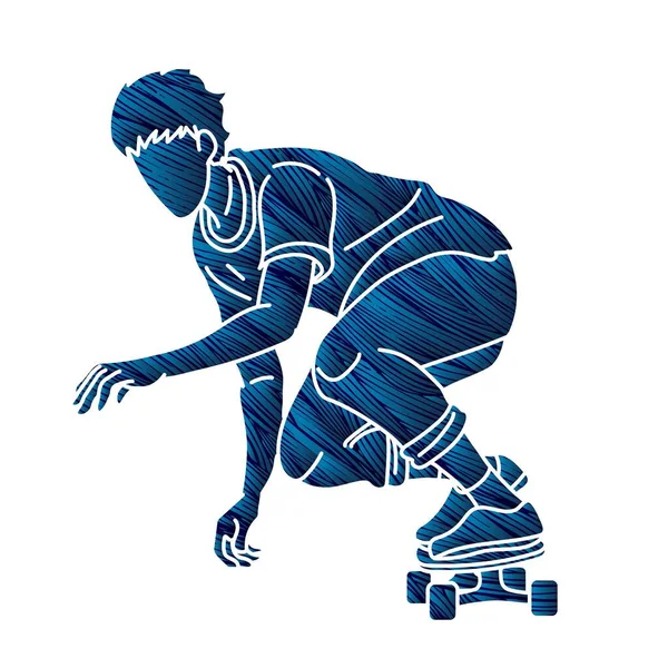Skateboard Player Action Extreme Sport Skatebodder Cartoon Graphic Vector — 스톡 벡터