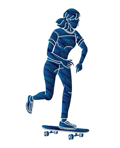 Skateboard Player Actie Extreme Sport Skateboarder Cartoon Grafische Vector — Stockvector