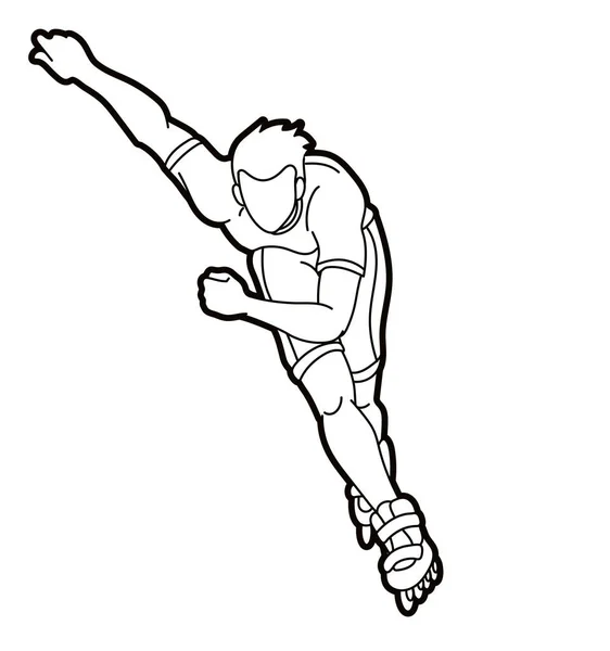 Jogador Lâmina Rolo Extreme Sport Cartoon Graphic Vector —  Vetores de Stock