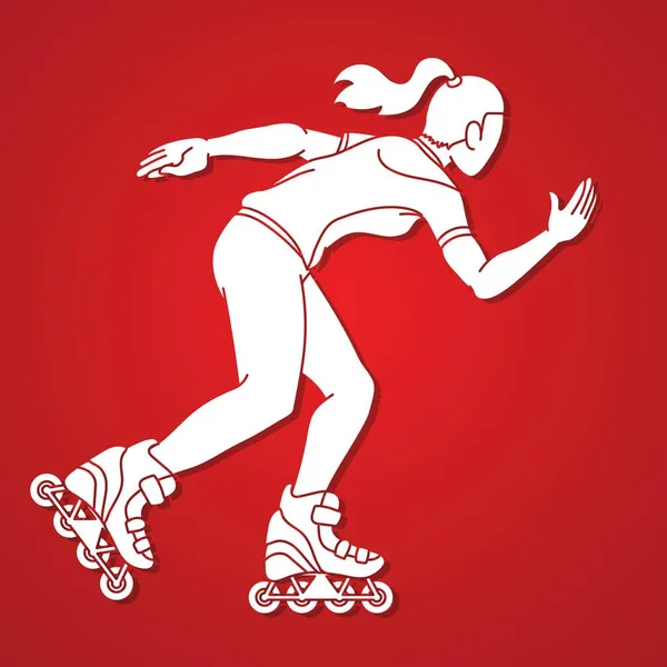 Roller Blade Player Extreme Sport Cartoon Graphic Vector — Wektor stockowy