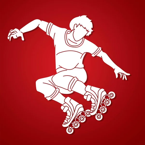 Rolschaatser Extreme Sport Tekenfilm Grafische Vector — Stockvector