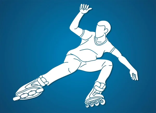 Roller Blade Player Extreme Sport Cartoon Graphic Vector — Stockový vektor