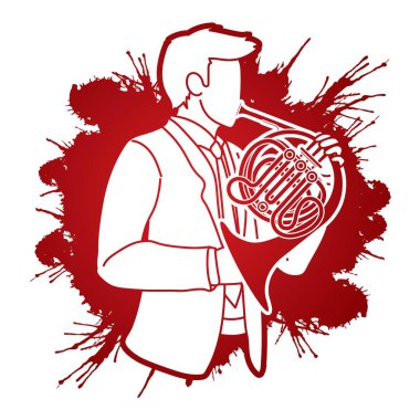 Fransız Kornosu Müzisyen Orkestra Aracı Grafik Vektörü