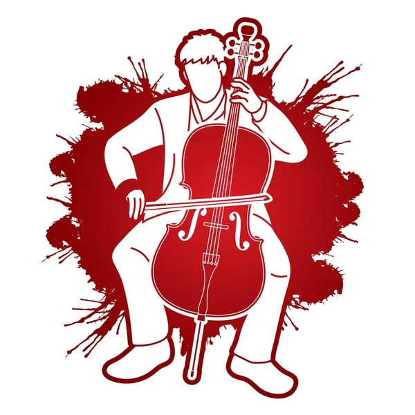 Violoncello Musicista Orchestra Strumento Grafico Vettoriale — Vettoriale Stock