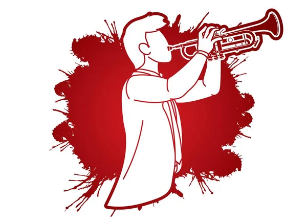 Trumpet Musiker Orkester Instrument Grafisk Vektor — Stock vektor