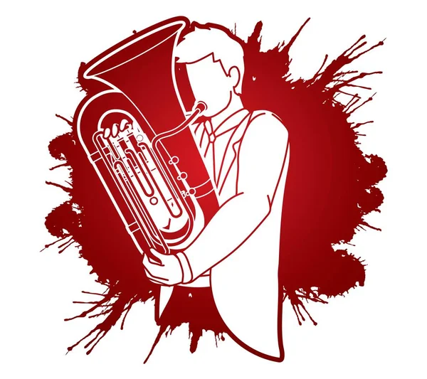 Tuba Musician Orchestra Instrument Graphic Vector — 스톡 벡터