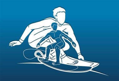 Sörfçü Eylemi Spor Oyuncuları Çizgi Filmi Grafik Vektörü