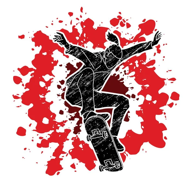 Extreme Sport Skateboard Player Action Skateboarder Cartoon Graphic Vector — Wektor stockowy