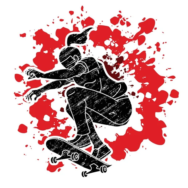 Extreme Sport Skateboard Joueur Action Skateboarder Cartoon Graphic Vector — Image vectorielle