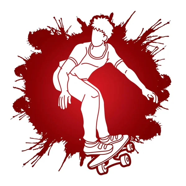 Extreme Esporte Skate Jogador Ação Skate Cartoon Vetor Gráfico — Vetor de Stock