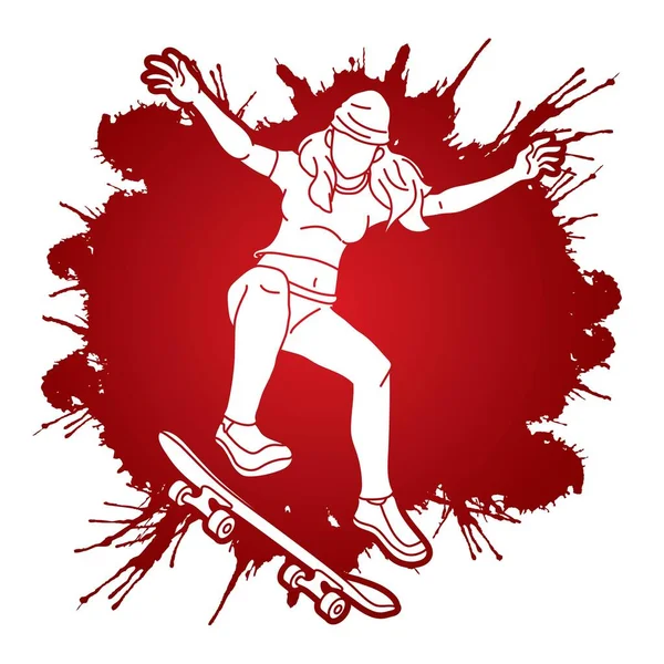 Extrémní Sportovní Skateboard Hráč Akční Skateboardista Karikatura Grafický Vektor — Stockový vektor