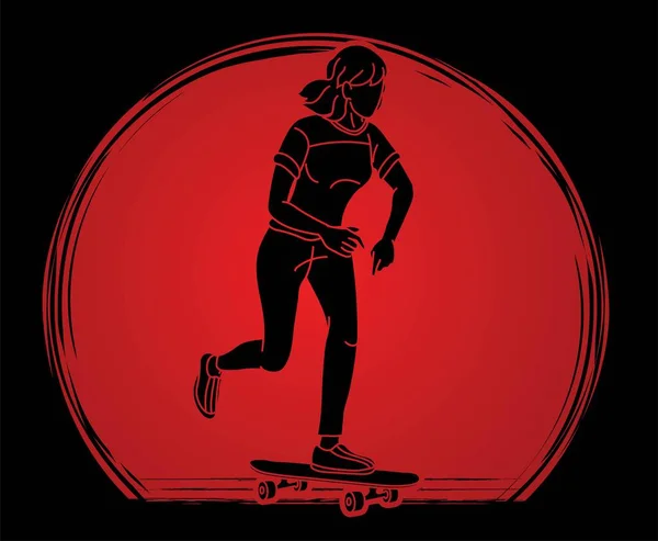 Игрок Скейтборде Action Skatarder Cartoon Graphic Vector — стоковый вектор