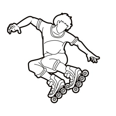 Patenli Oyuncu Ekstrem Spor Çizgi Filmi Grafik Vektörü