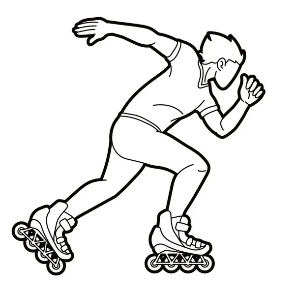 Roller Blade Player Extreme Sport Cartoon Graphic Vector — Wektor stockowy
