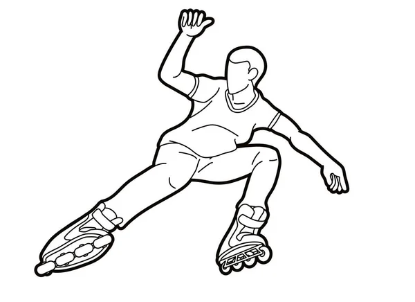 Roller Blade Player Extreme Sport Vector Gráfico Dibujos Animados — Archivo Imágenes Vectoriales