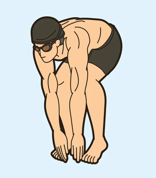 Pływanie Sport Swimmer Action Cartoon Graphic Vector — Wektor stockowy